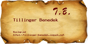Tillinger Benedek névjegykártya